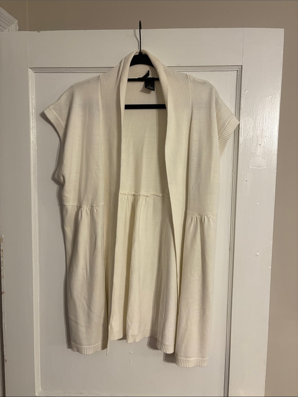new directions Cream Short Sleeve Open Cardigan Vest